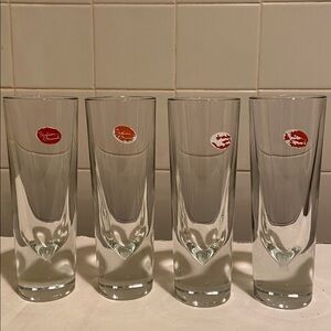 🌺Italian Brunch! Set of 4 Heavy Bullet Glasses Made in Italy 7" Tear Drop Bottom